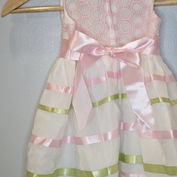 Bonnie Jean Satin Ribbon Dress Pink & Green Size 2T - Picture 11 of 15